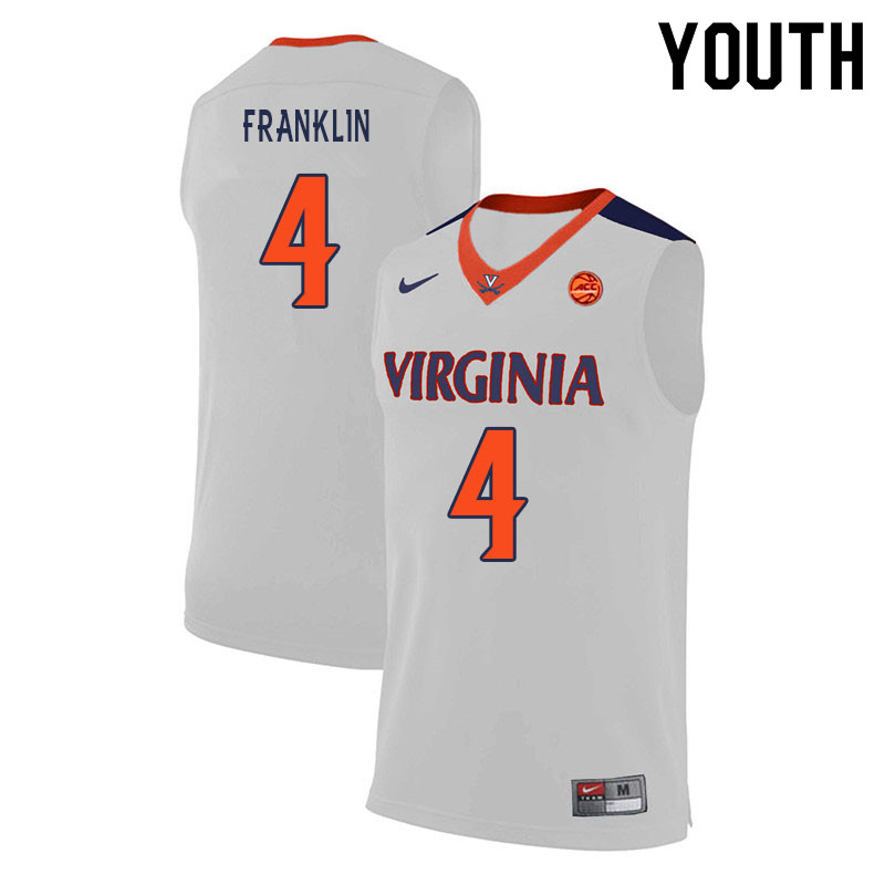 Youth #4 Armaan FranklinVirginia Cavaliers College Basketball Jerseys Sale-White - Click Image to Close